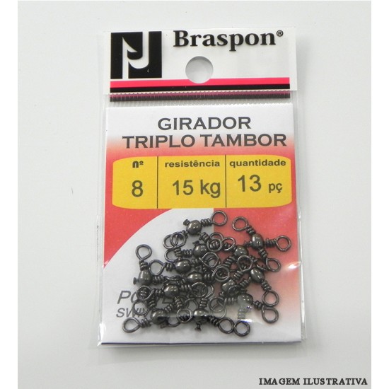 Girador Triplo Tambor Braspon Nº 8 Preto C/13