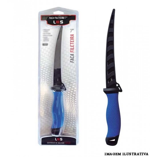 Faca Fileteira para Pesca 6,5" Lumis Azul (Modelo FF-15) com Bainha - Lumis