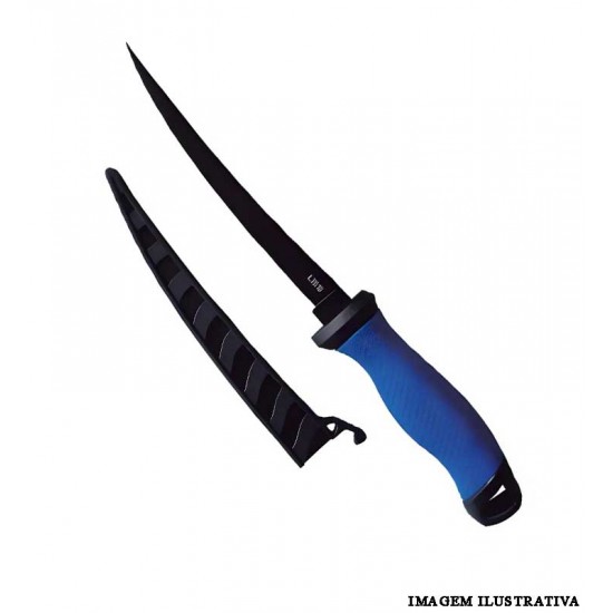 Faca Fileteira para Pesca 6,5" Lumis Azul (Modelo FF-15) com Bainha - Lumis