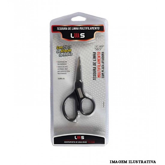 Tesoura Lumis De Linha Multifilamento 14cm C/ Placa Afiadora Preto