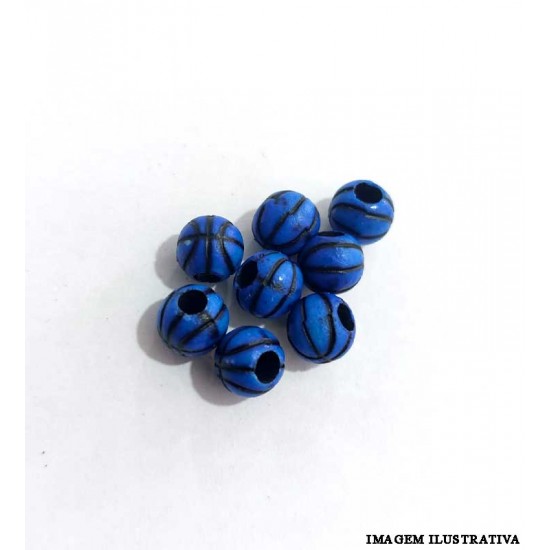 Miçanga Basquete Azul 6mm - c/8