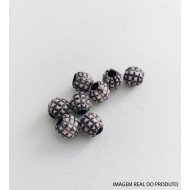 Miçanga Mini Abacaxi 6mm Preta - c/8