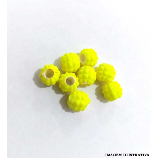 Miçanga Mini Abacaxi 6mm Amarelo Fluorescente - c/8