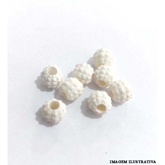 Miçanga Mini Abacaxi 6mm Branca - c/8